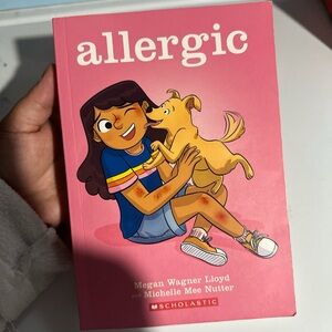 Scholastic Pink 'Allergic' Book - young girls reading book